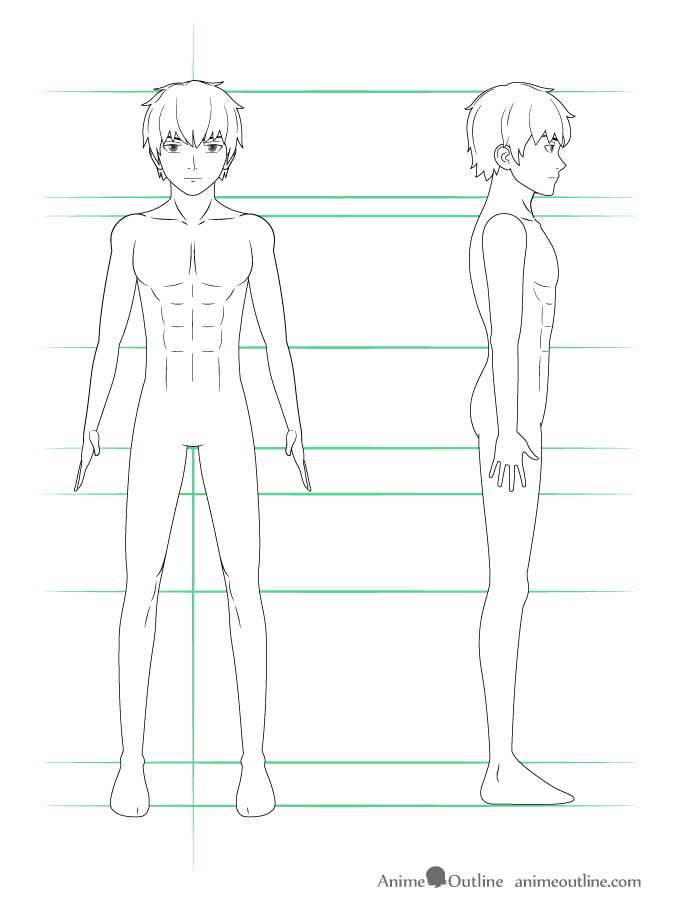 como desenhar um personagem de anime corpo masculino arte final