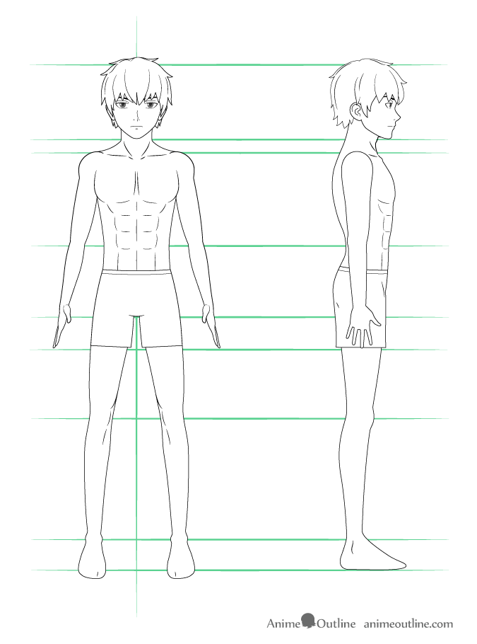 como desenhar um personagem de anime corpo masculino roupa