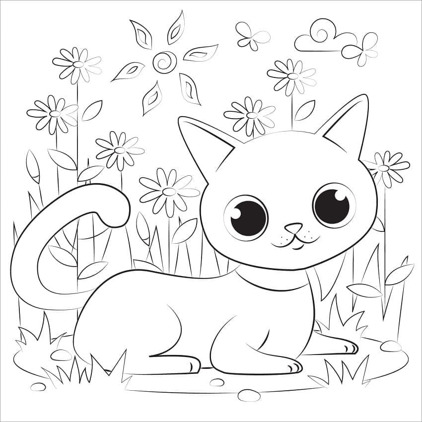 desenho gato bonito para colorir