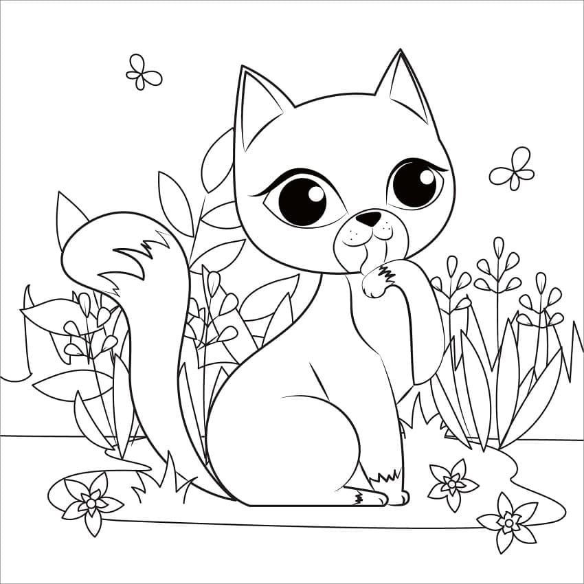 desenho gato fofo 2 para colorir