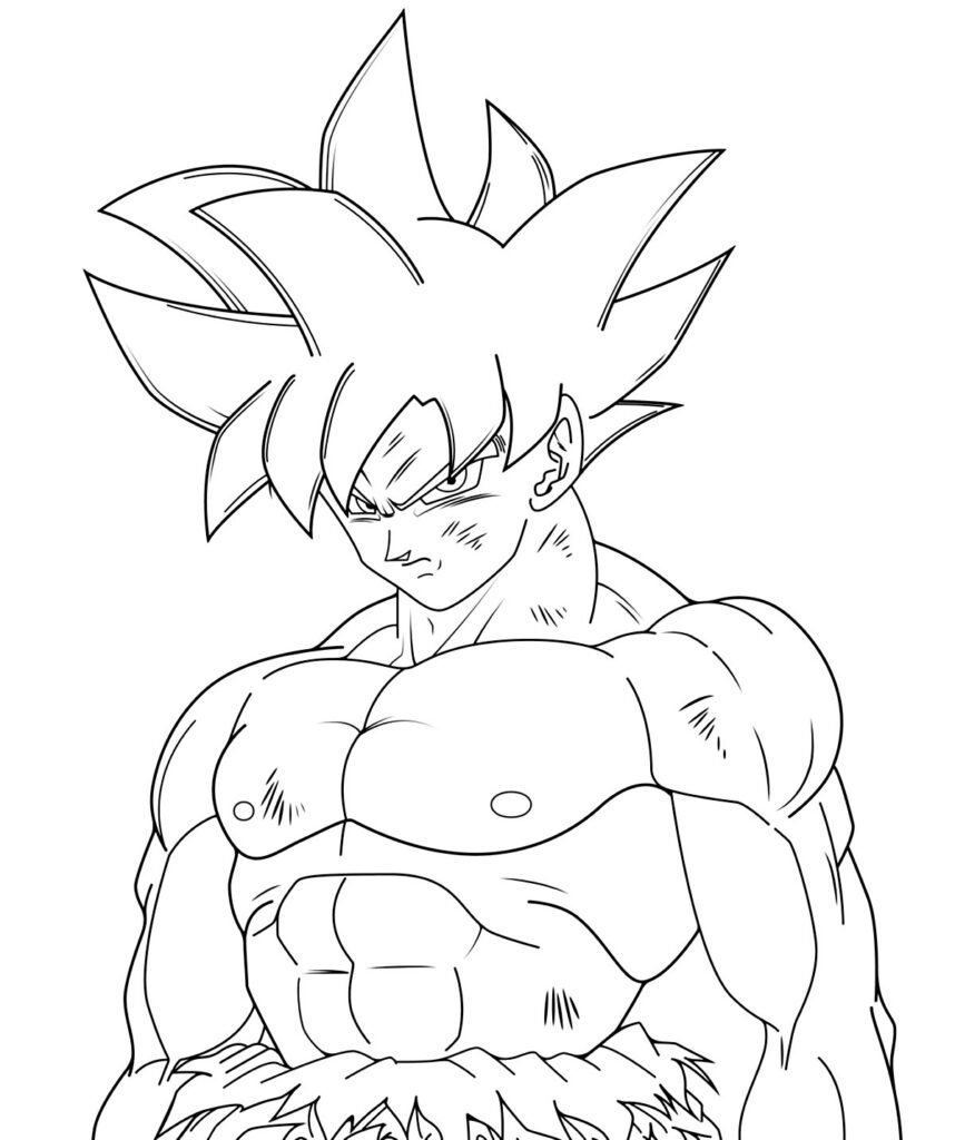 Pose de luta de Son Goku para colorir