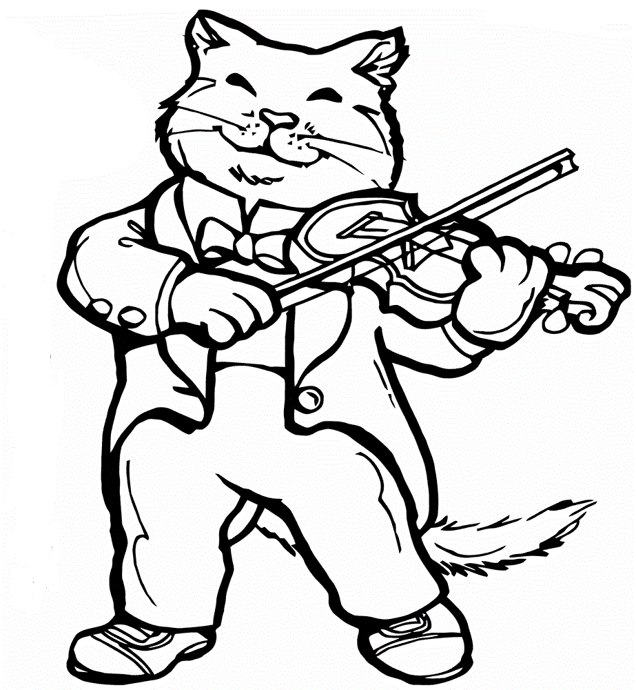 gato para colorir musica