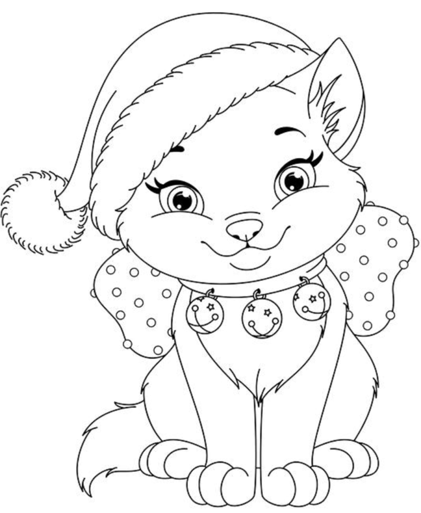 gato para colorir natal