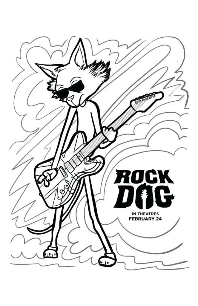 gato para colorir rock dog