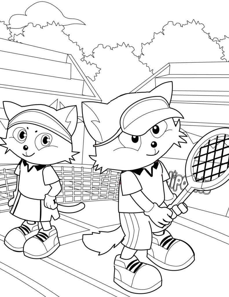 gato para colorir tennis