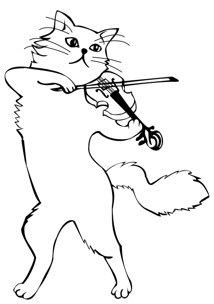 gato para colorir violino