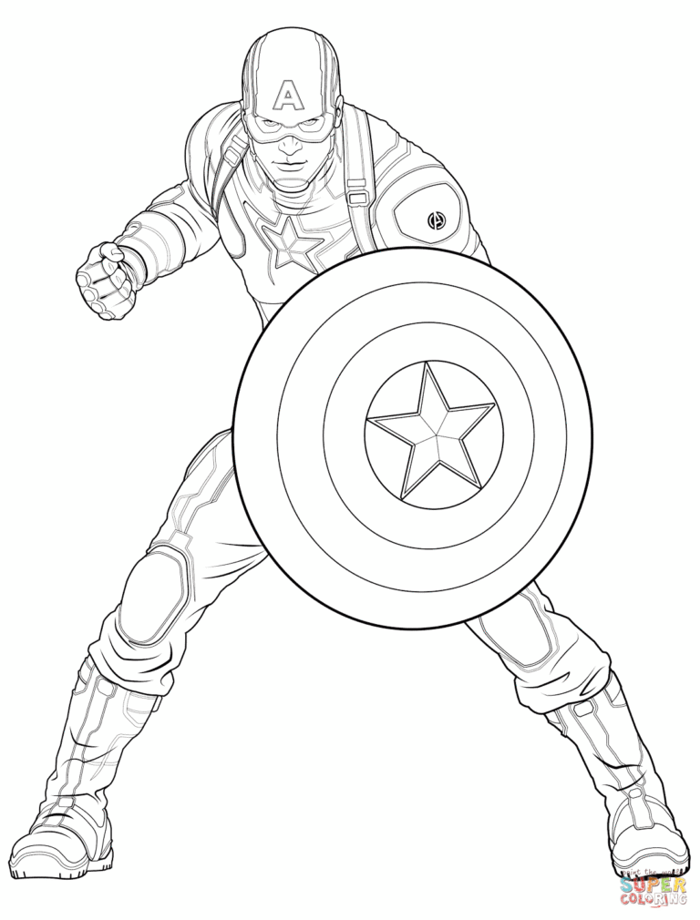 Capitão América para Colorir e Imprimir - Muito Fácil - Colorir e Pintar
