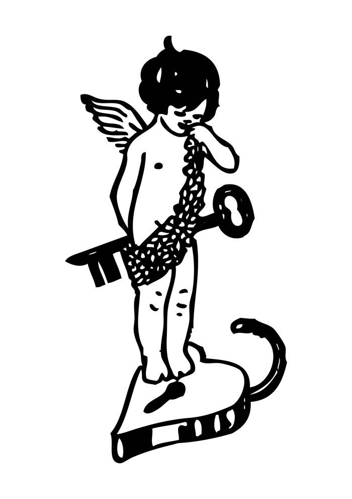 coração para colorir anjo