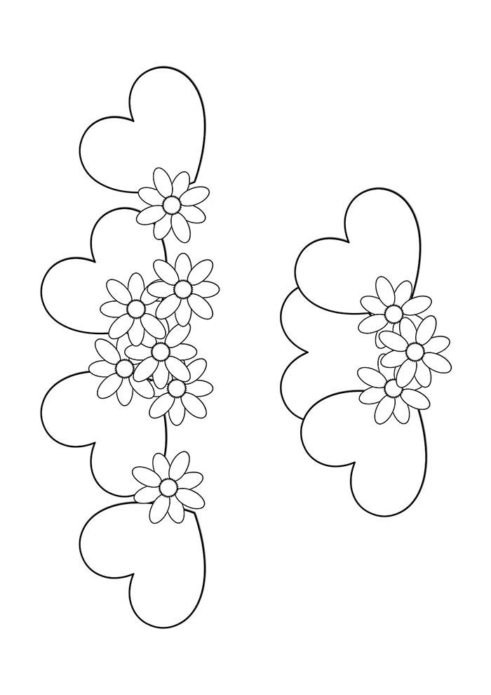 coração para colorir florido