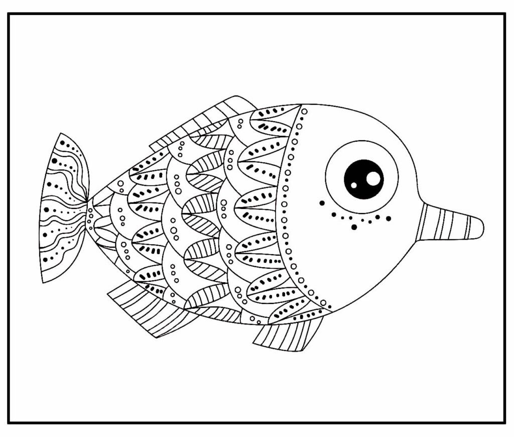 desenho de peixe para pintar e colorir em casa facil 9