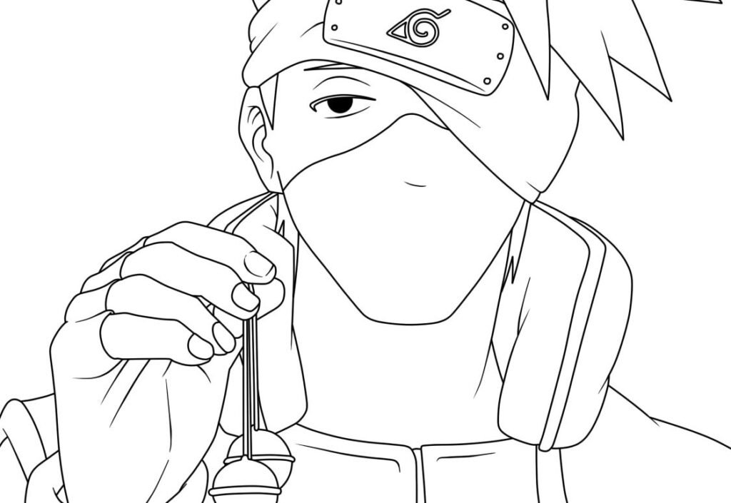 desenho kakashi para colorir comendo