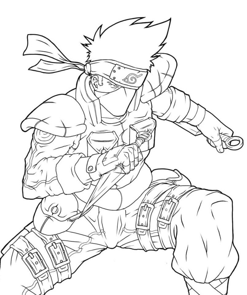 desenho kakashi para colorir forte