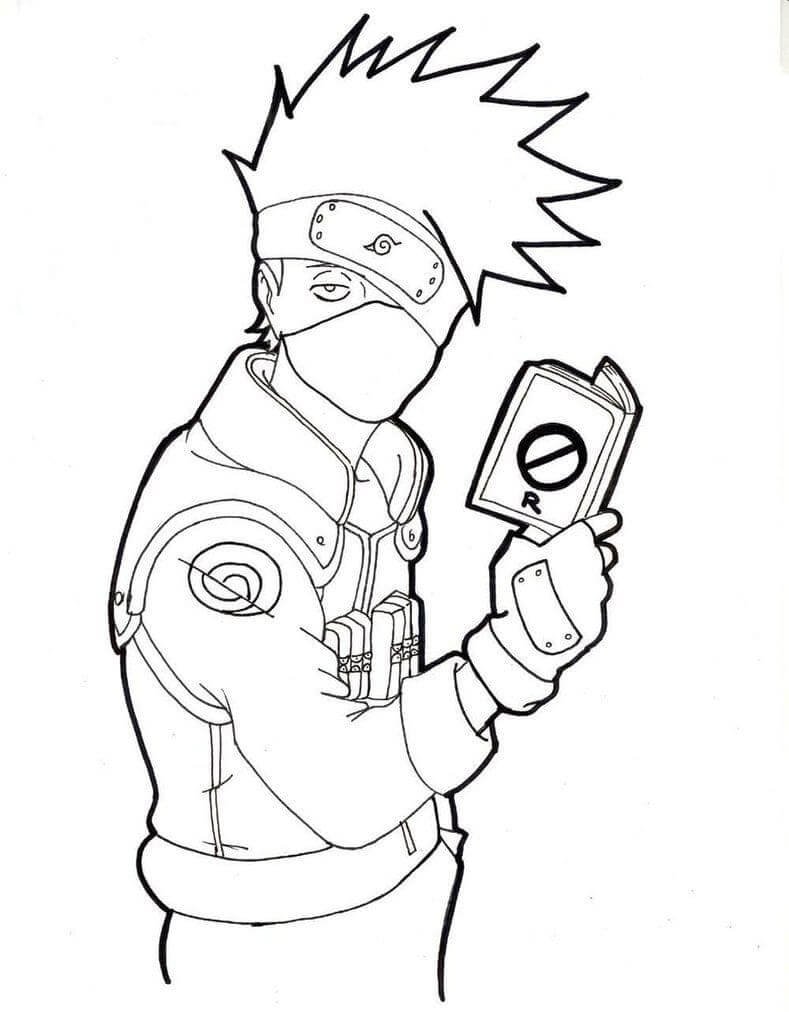 desenho kakashi para colorir lendo