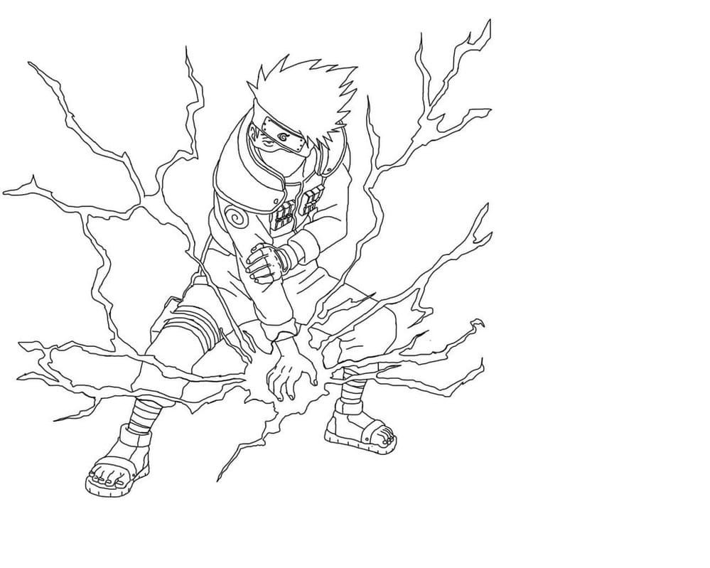 desenho kakashi para colorir raio