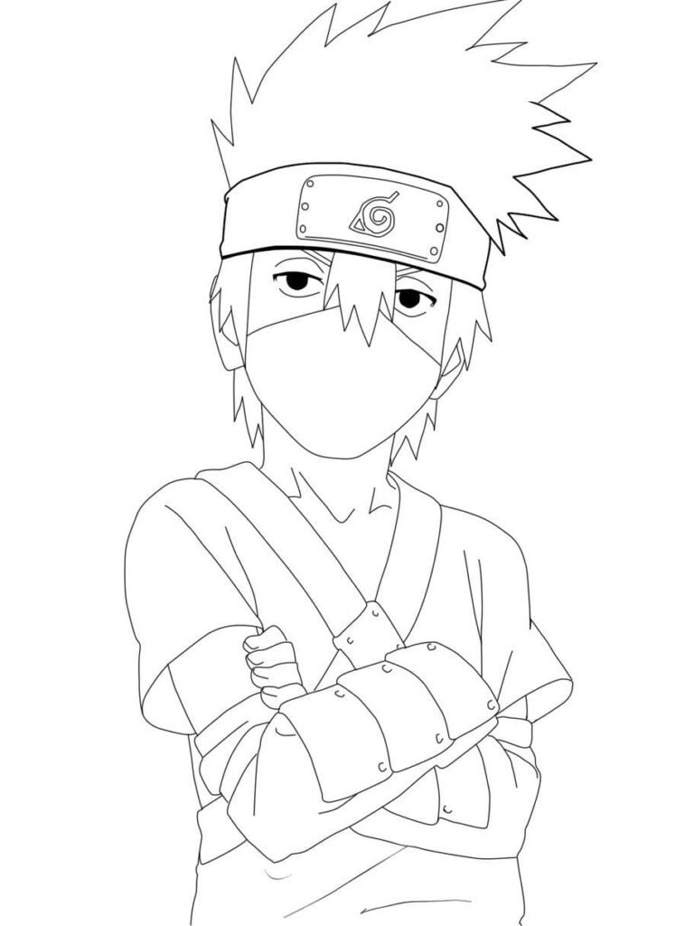 desenho kakashi para colorir simples