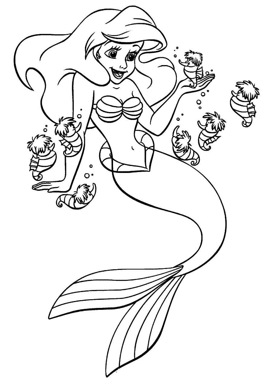 +100 Desenhos da Pequena Sereia para Colorir e Imprimir