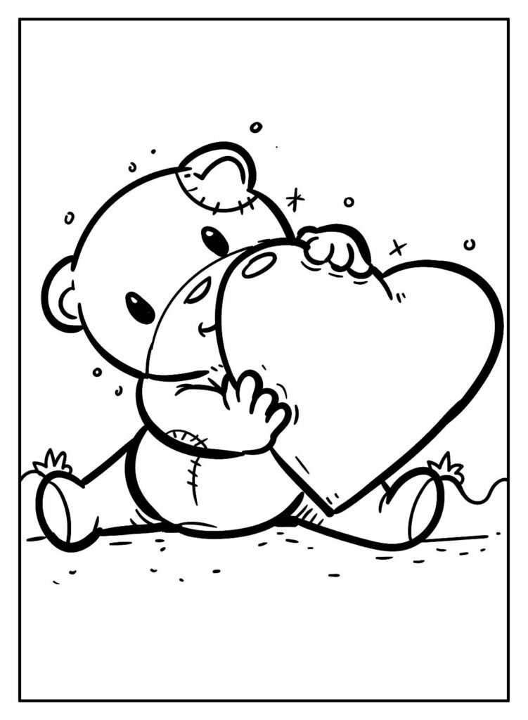 desenhos de coração para colorir e pintar bear