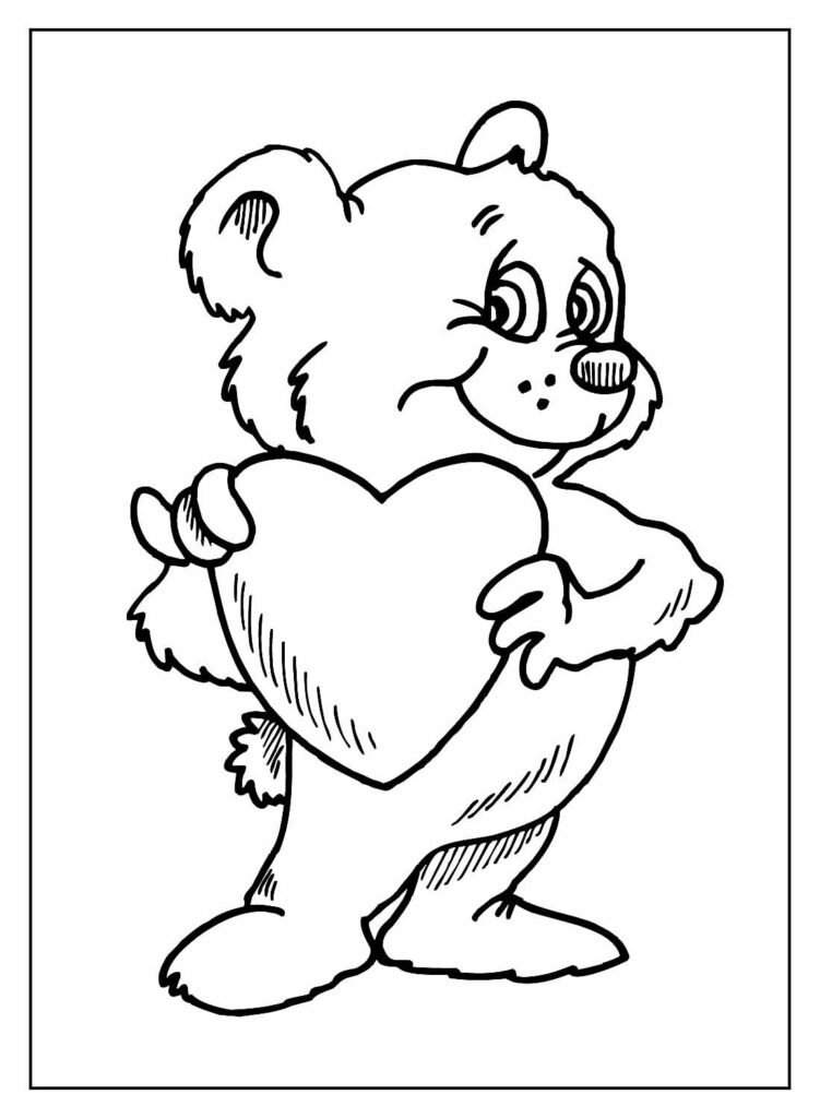 desenhos de coração para colorir e pintar bear love