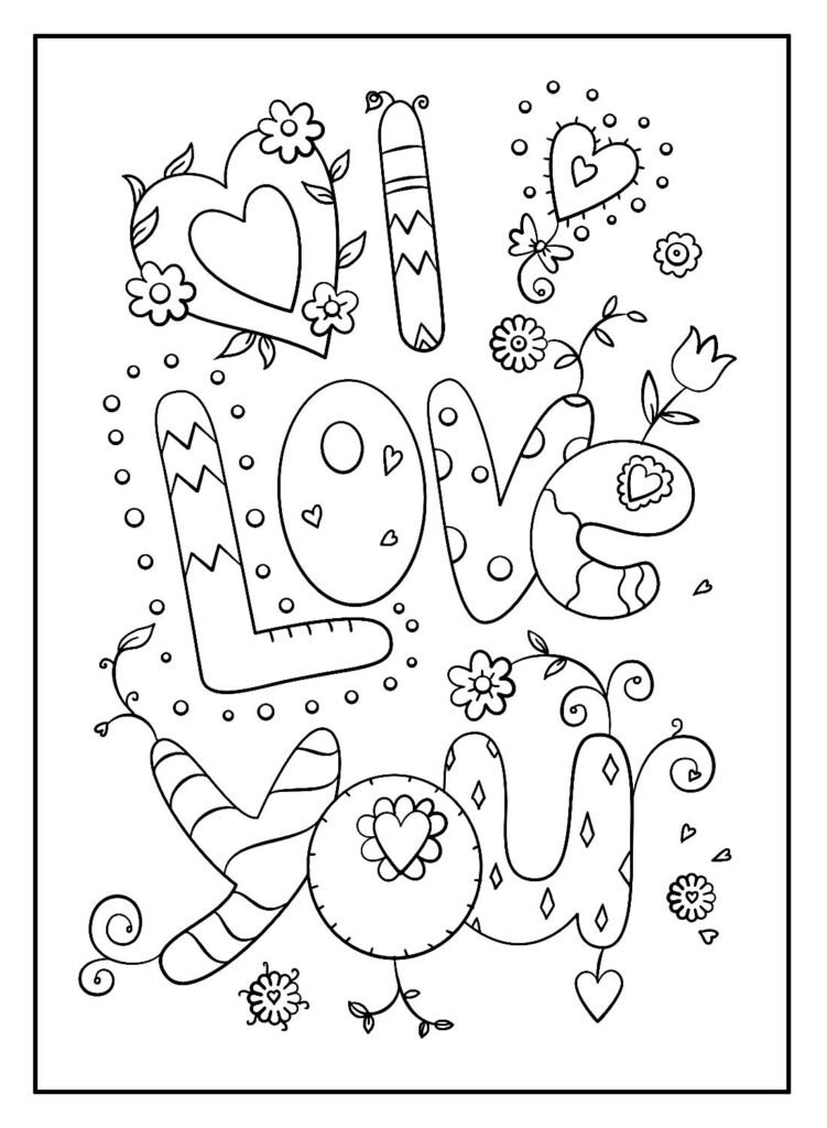 desenhos de coração para colorir e pintar eu amo voce