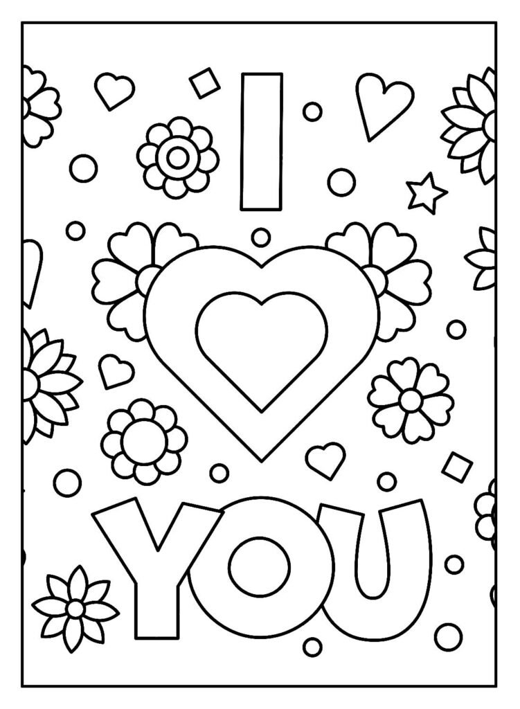 desenhos de coração para colorir e pintar i love you