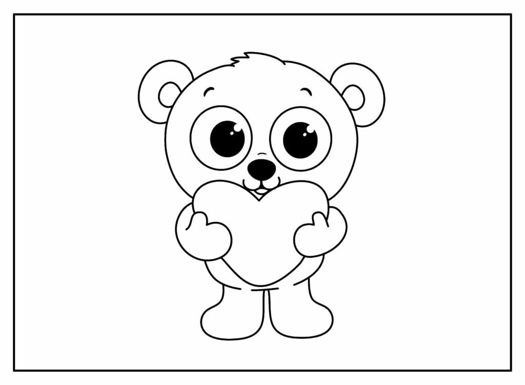 desenhos de coração para colorir e pintar urso kids