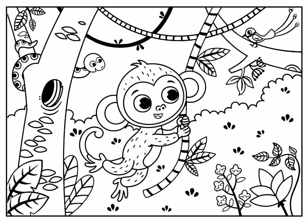 desenhos de macaco para colorir 2000