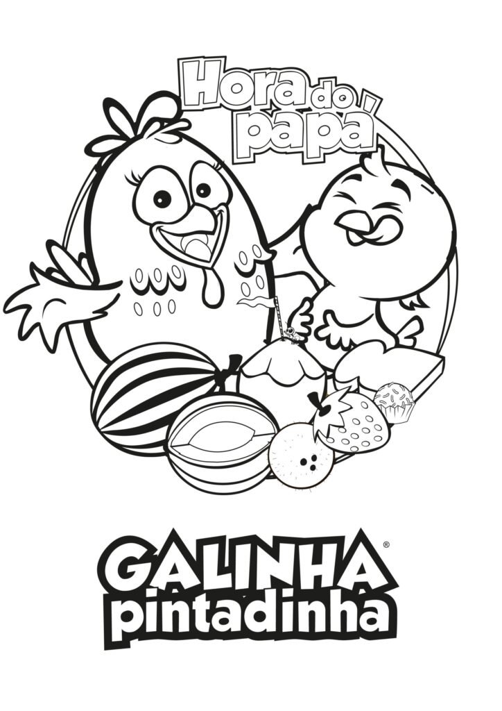 desenhos galinha pintadinha para colorir hora do papa