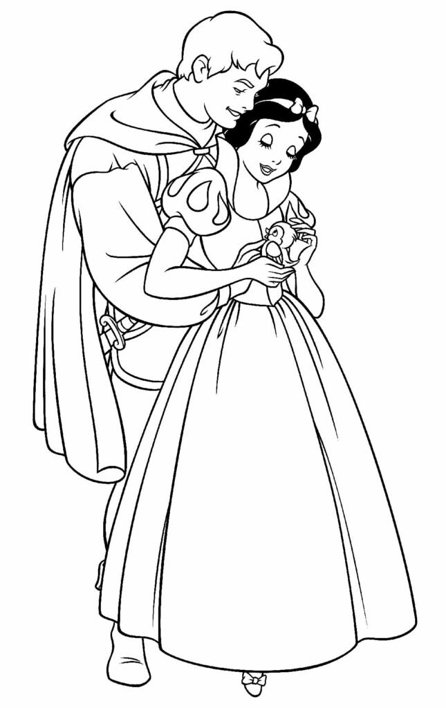 desenhos para colorir de branca de neve principe