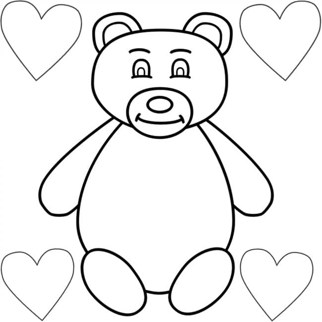teddy bear with heart coloring pages 11