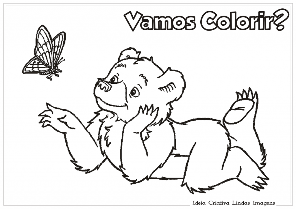 urso para colorir e pintar