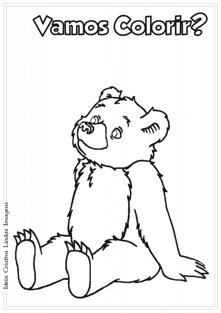 urso para colorir e pintar