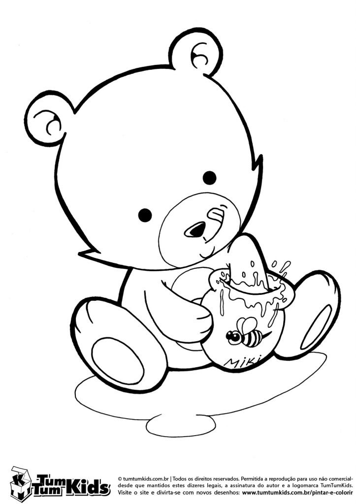 urso para colorir e pintar