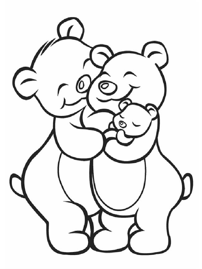 urso para colorir familia