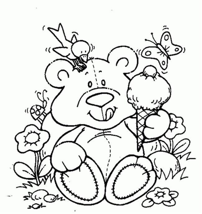 urso para colorir flores