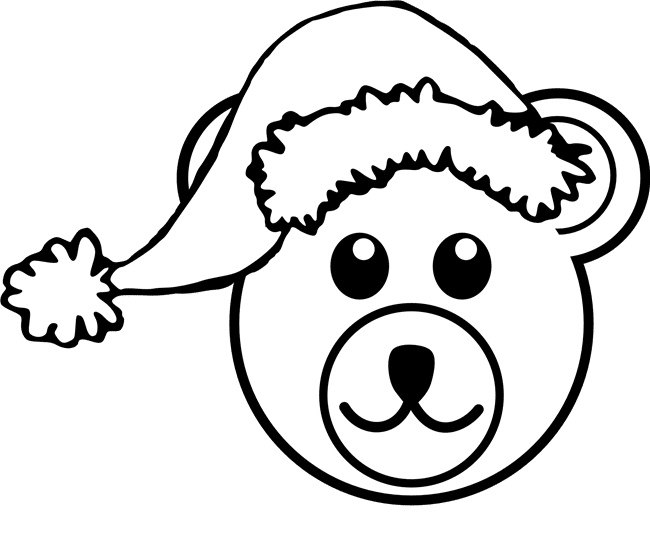 urso para colorir gorro natal