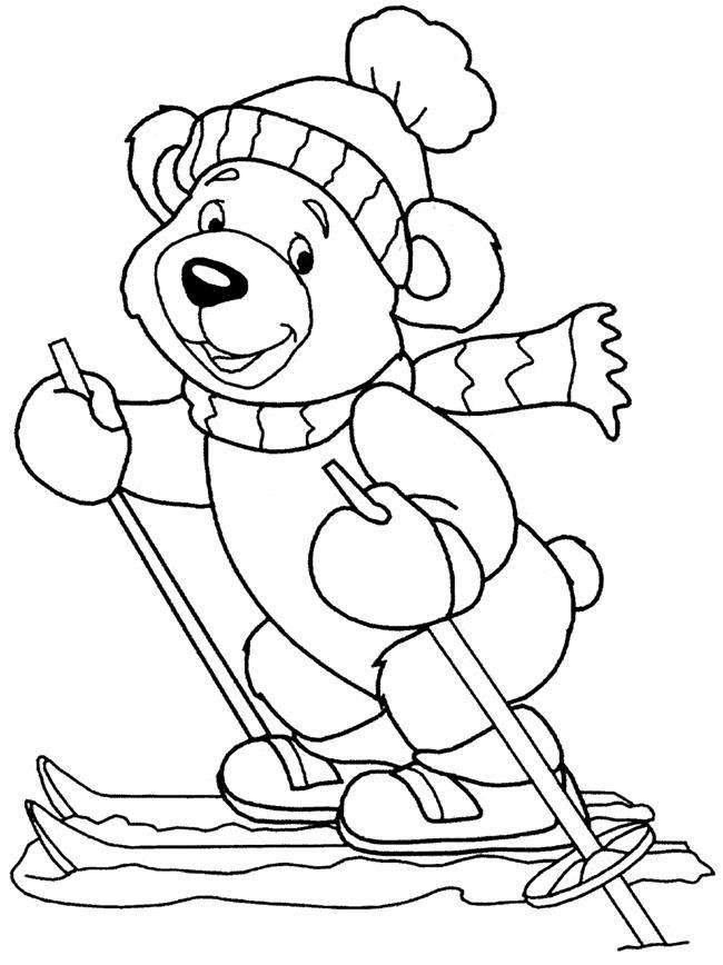 urso para colorir inverno