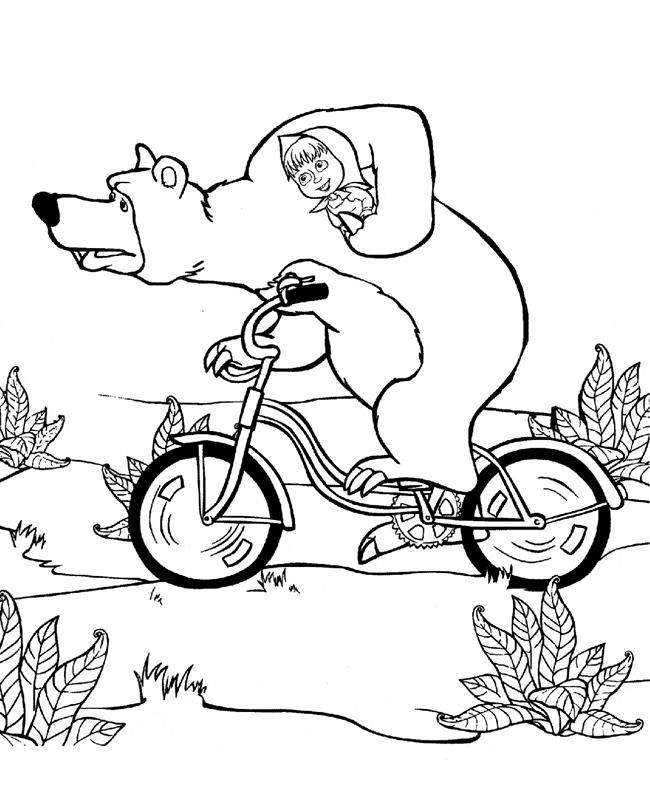 urso para colorir masha e o urso bicicleta