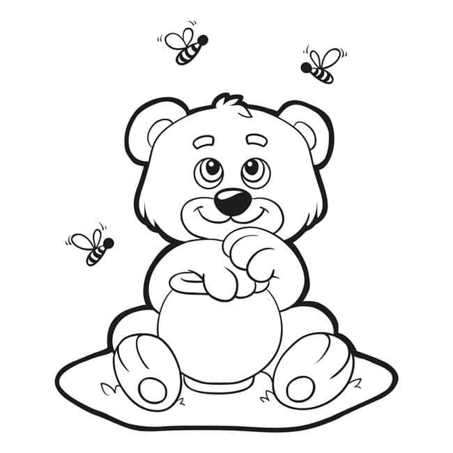 urso para colorir mel