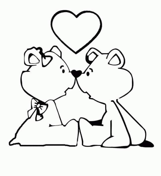 urso para colorir namorados