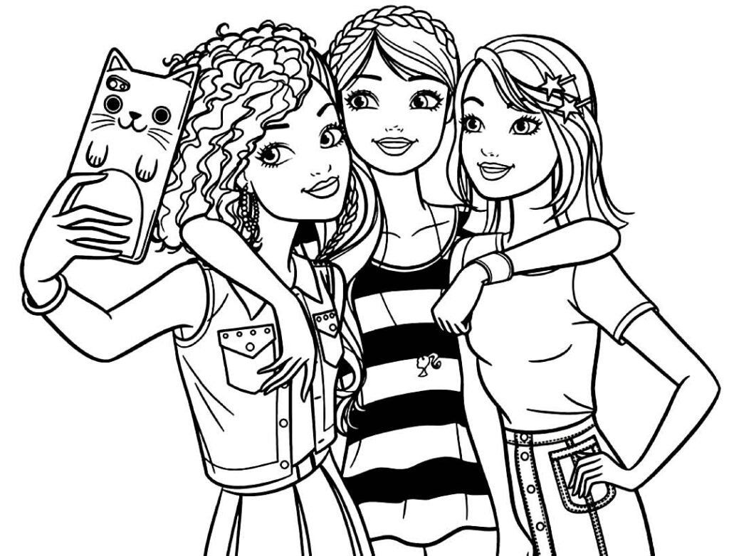 desenhos da barbie para colorir selfie