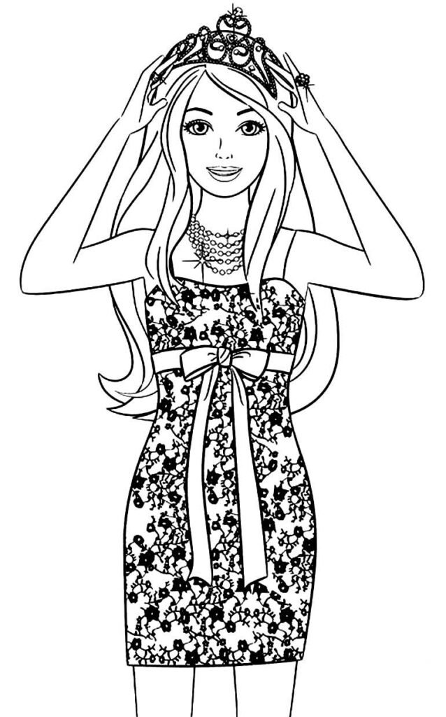 desenhos da barbie para colorir tiara