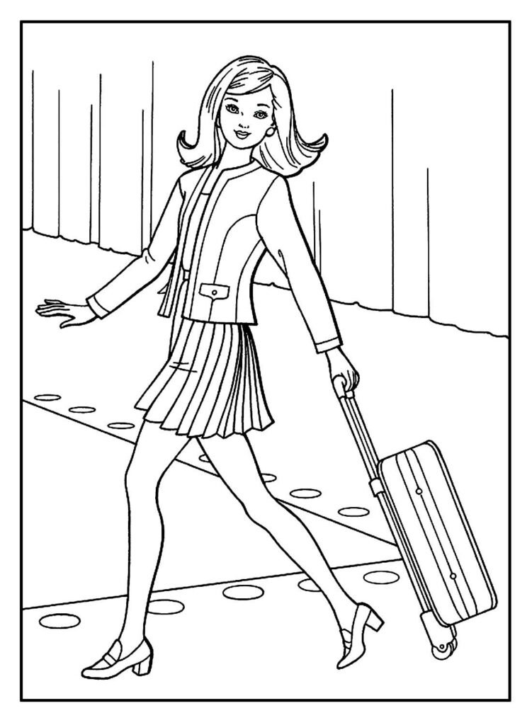 desenhos da barbie para colorir viajando