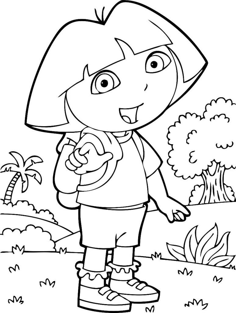 dora aventureira para colorir e pintar