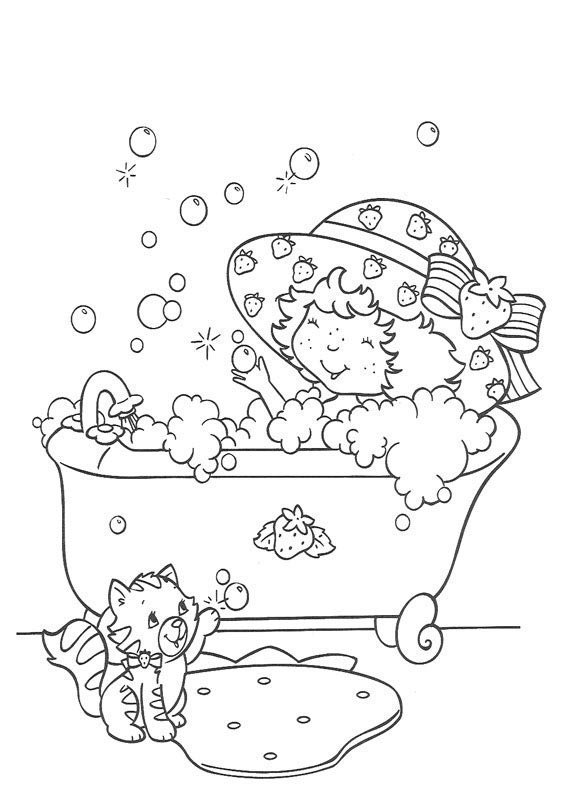 imagens moranguinho para colorir banho
