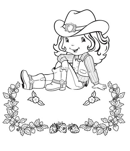 imagens moranguinho para colorir cowboy