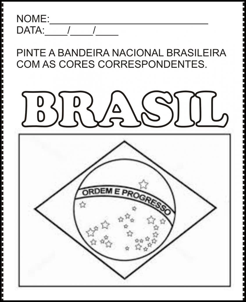 Bandeira do Brasil para Colorir e Imprimir – Muito Fácil – Colorir e Pintar