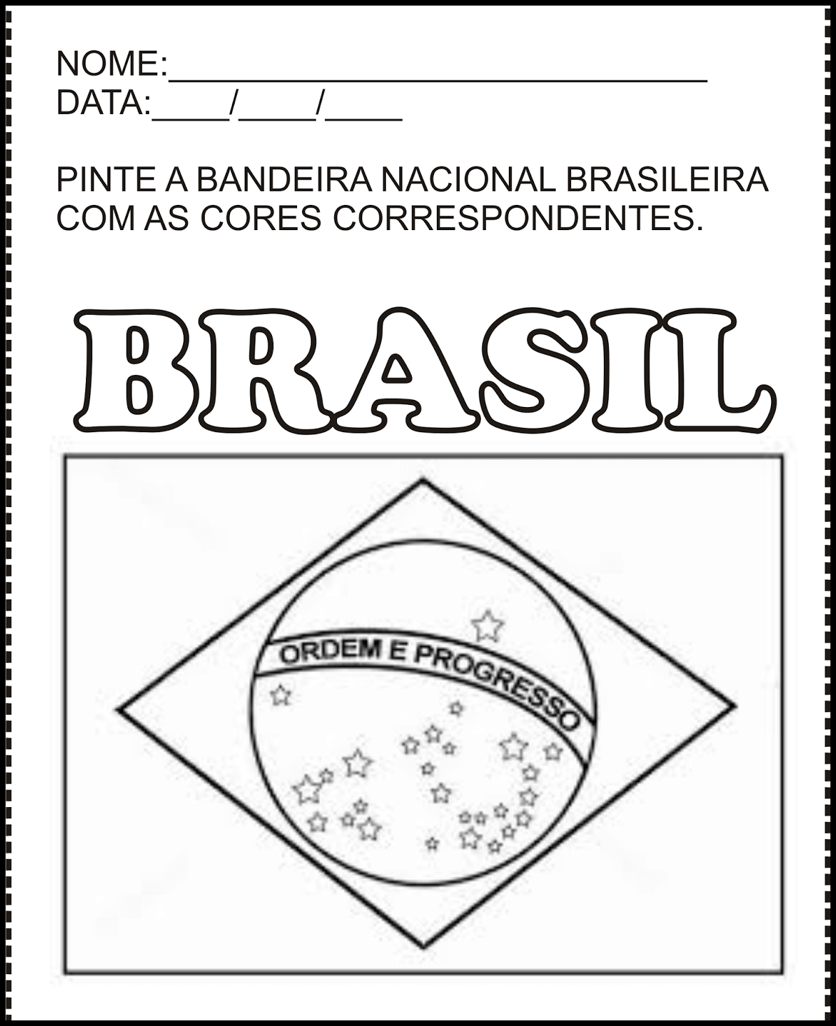 Bandeira Do Brasil Para Colorir E Imprimir Muito Facil Colorir E Pintar