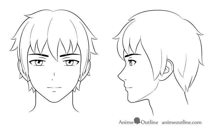 como desenhar um personagem de anime cabeça masculina arte final