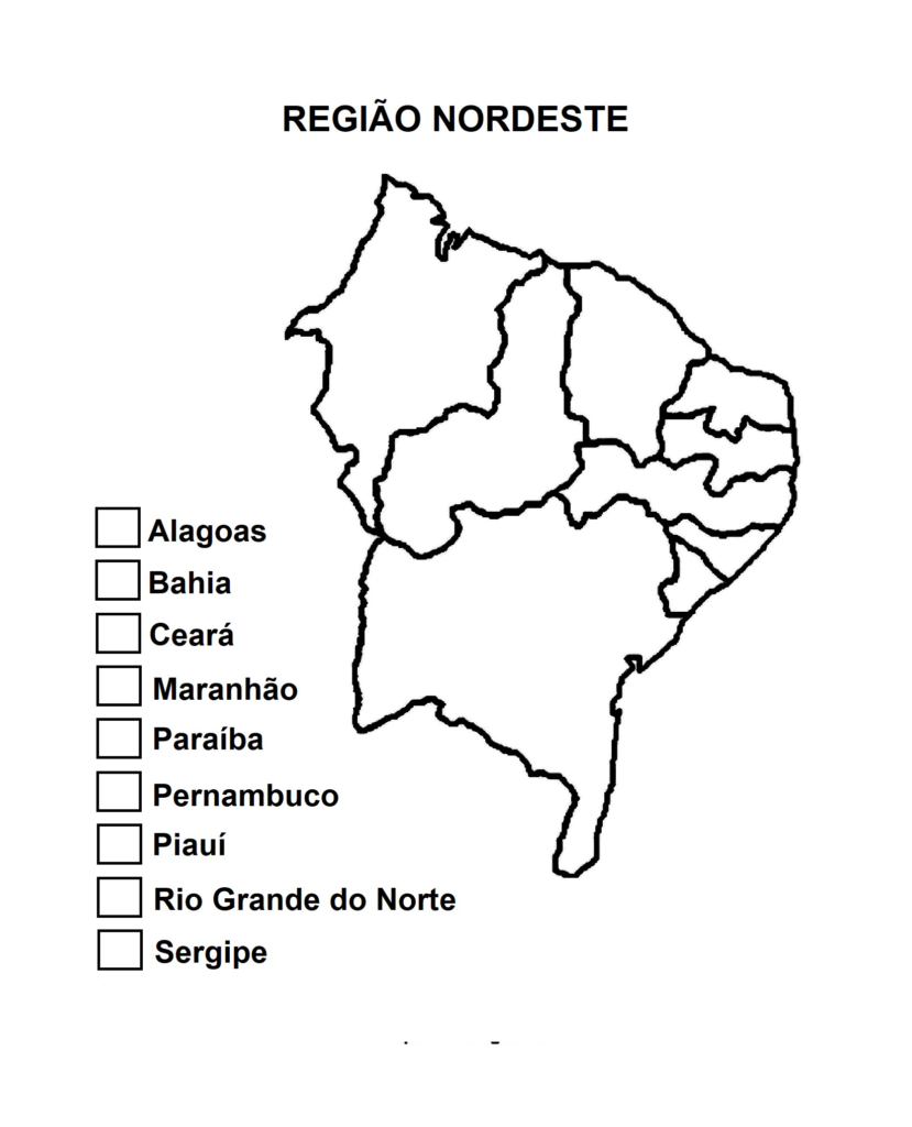 mapa regiao nordeste para colorir
