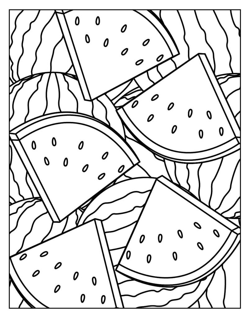 desenho de melancia para pintar e colorir facil simples 5